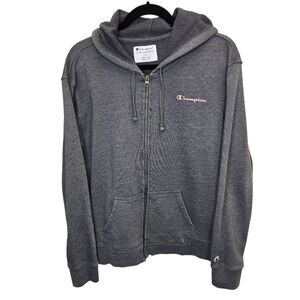 Champion Women's L Granite Heather Grey Lightweight Zip-Up Hoodie